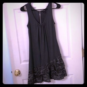 Tempted assymetrical ruffle bottom grey dress!